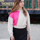 Luna Mae Bubble Gum Iris Two Tone Sweatershirt