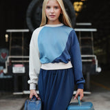 Luna Mae Dusky Blue Iris Two Tone Sweatershirt