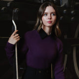 Luna Mae Plum Cleo Removable Collar Sweater