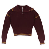 Luna Mae Wine Demi Half Zip Sweater