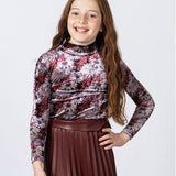 Oh Girl Burgundy Floral Velvet Top
