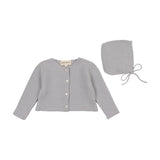 Mema Light Blue Knit Cardigan & Bonnet
