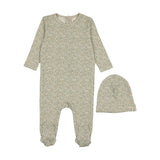 Mema Green Leaves Print Leaf Print Footie Set