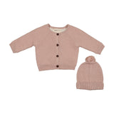 Mema Pale Pink Knit Sherpa Lined Jacket & Hat