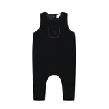 Bopop Black/Raspberry B Embroidered Overalls