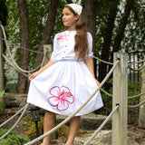 Mode Avant White Hot Pink Embroidered Flower Set