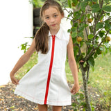 Mode Avant White Denim Red Zip Jumper