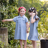 Mode Avant Denim Print Button Down Dress