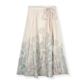 Mallory and Merlot Beige Linen Floral Skirt