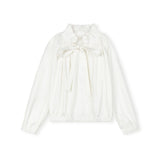 Mallory and Merlot White Neck Tie Bubble Blouse