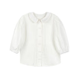 Mallory and Merlot White Salli Front Pleated Detail Blouse