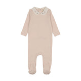 Mema Baby Blush Embroidered Collar Base Footie