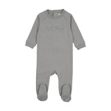 Mema Dove Blue Sherpa Wordart Footie