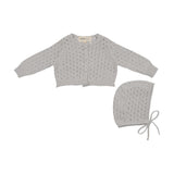 Mema Gray Dawn Pointelle Knit Cardigan + Bonnet