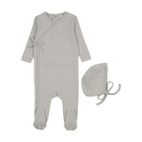Mema Gray Dawn Pointelle Mock Wrap Footie Set