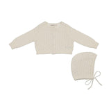Mema Ivory Pointelle Knit Cardigan + Bonnet