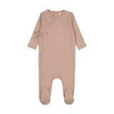 Mema Pale Pink Pointelle Mock Wrap Footie
