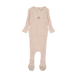 Mema Pink / Rose Embroidery Embroidered Textured Footie