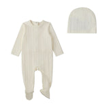 Minimoi White Faux Cable Footie Set