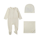 Minimoi White Faux Cable Knit Take Me Home Set