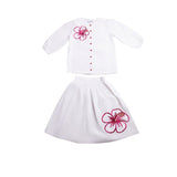 Mode Avant White Hot Pink Embroidered Flower Set