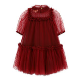 Angel Face Burgundy Spotted Tulle Myrtisa Dress