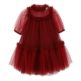 Angel Face Burgundy Spotted Tulle Myrtisa Dress
