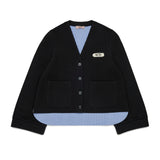 N.21 Black Neoprane Blue Stripe Cardigan