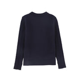 Bamboo Navy Cable Knit Sleeve Logo Sweater