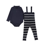 Bamboo Navy Stripe Knit Suspender Set