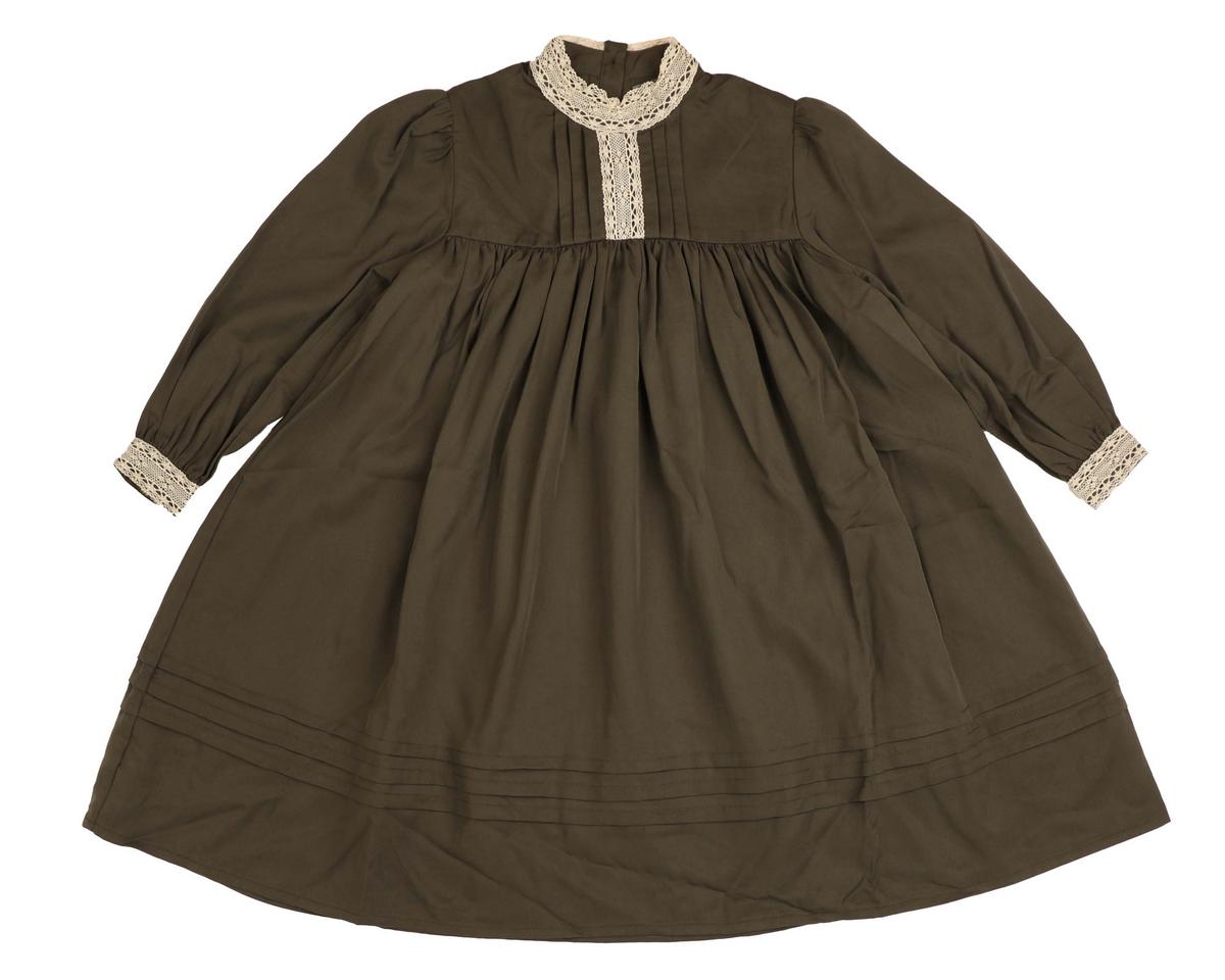 Noma Olive Ribbon Detail Yoke Dress