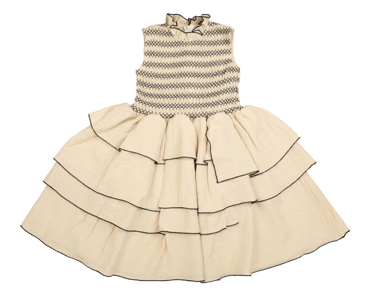 Noma Vanilla CONTRAST SMOCKING DRESS
