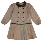 Noma Blue Gingham Drop Waist Pleated Dress