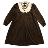 Noma Mocha Velvet Dress With Lace Bib
