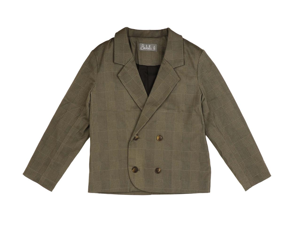Noma Olive Plaid Double  Breasted Jacket