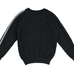 Noma Blue SLEEVE STRIPE TEXTURED KNIT SWEATER