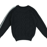 Noma Blue SLEEVE STRIPE TEXTURED KNIT SWEATER