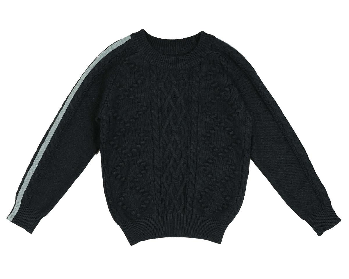 Noma Blue SLEEVE STRIPE TEXTURED KNIT SWEATER