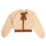 Noma Light Stone Contrast Bow Cardigan