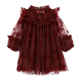 Angel Face Tea Burgundy Flock Hearts Tulle Nadiya Dress