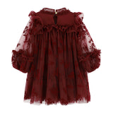 Angel Face Tea Burgundy Flock Hearts Tulle Nadiya Dress