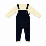 Teela Navy Knit Trim Overall Set