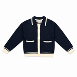 Teela Navy Knit Trim Blazer