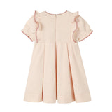 Nou Nelle Peach Pleated Embroidered Dress