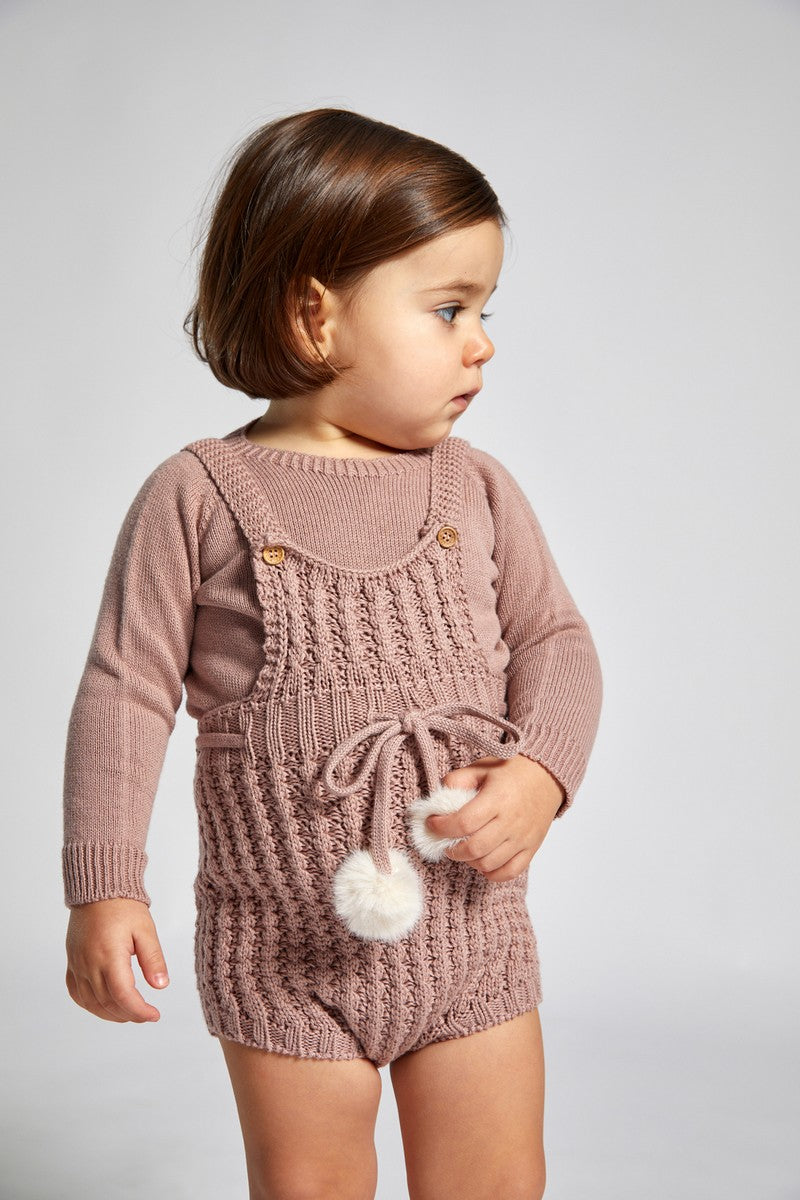 Nueces Dusty Pink Knit Romper Set
