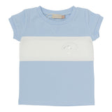 Numu Ice Blue Striped Sweat Short Sleeve Top