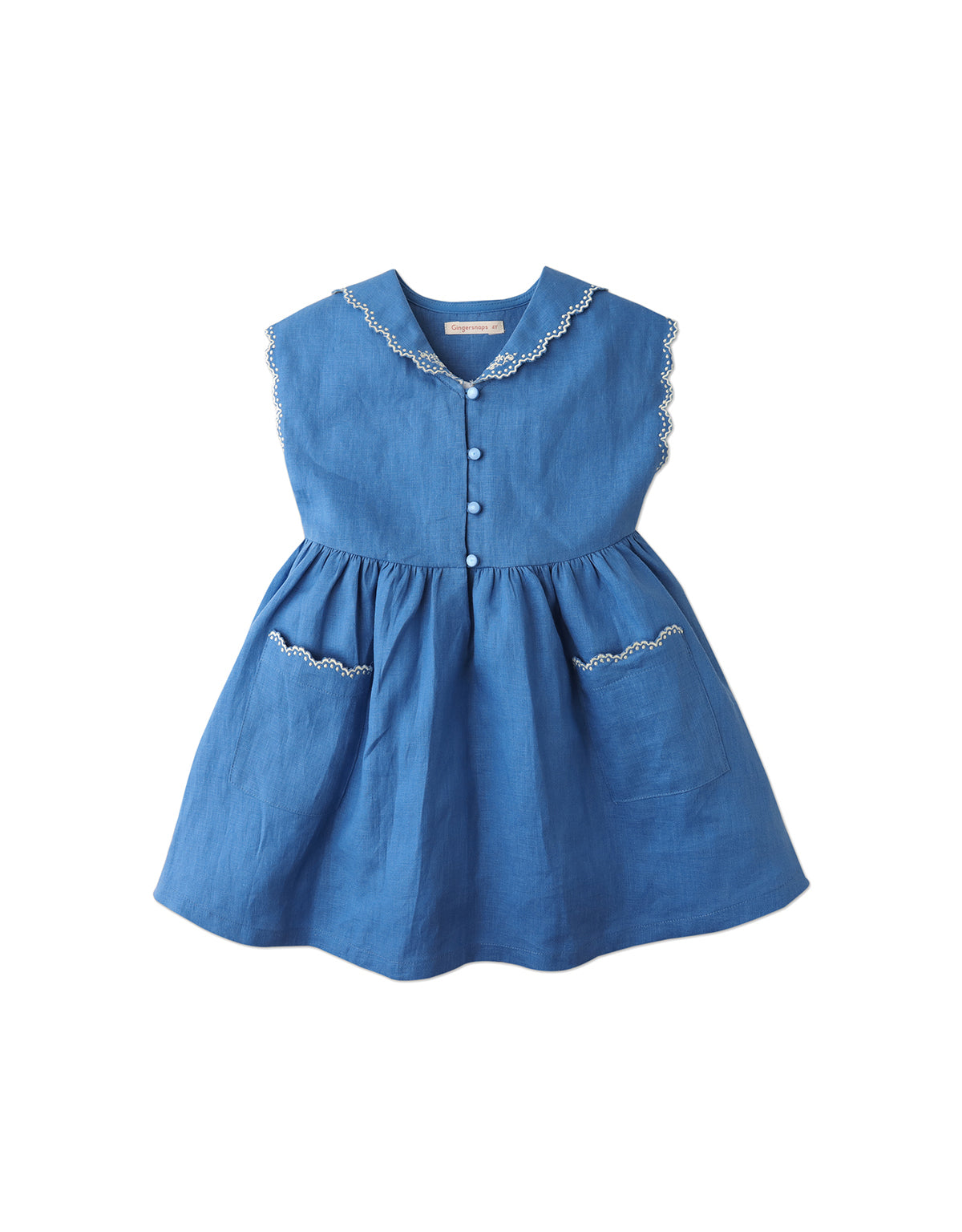 Gingersnaps Cendre Blue Vintage Marina Embroidered Collar Dress – Young ...
