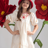 Teela Vanilla Floral Embroidery Dress