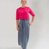 Emm Light Denim Maxi Zipper Skirt