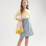 Teela Light Denim A-Line Button Down Skirt